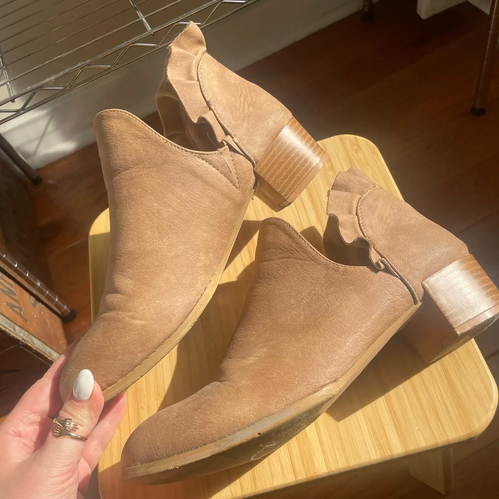 Taupe Booties w Ankle Slit - Picture 3 of 5